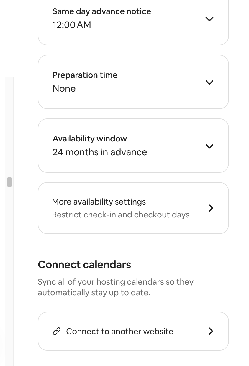 Cài đặt Availability của Airbnb với Connect calendars